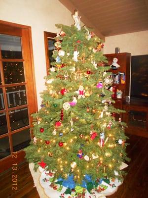 Our decorated Christmas tree purchased at First United Methodist Church - 4832 Tujunga Ave., No Hollywood.  It's beautiful!