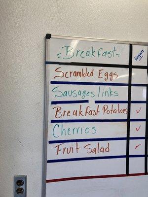 Example of menu. Breakfast day 3