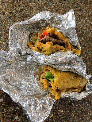 Mofongo wraps: chicken and steak