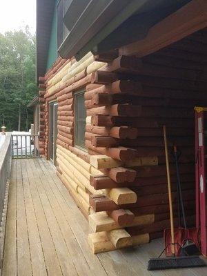 Replacing rotted logs on Log Homes is one of our many specialties