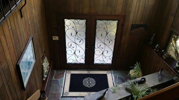 Front entry doors from inside foyer