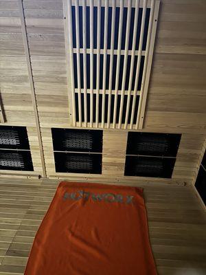 Sauna room about to start a yoga session