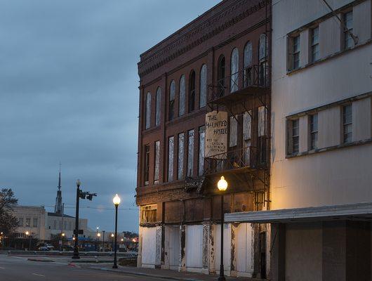 Haunted Hotel in Beaumont, the building to the right is where the game takes place. A wall is shared with the former Haunted Hotel.