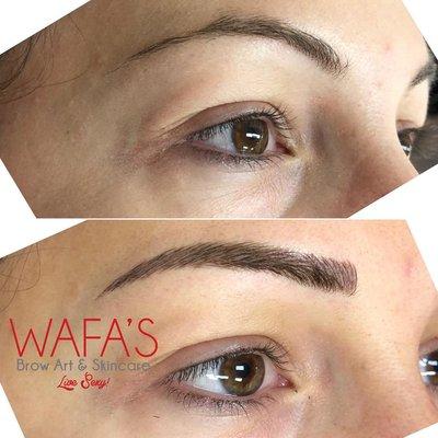 Eyebrow micro blading before and after