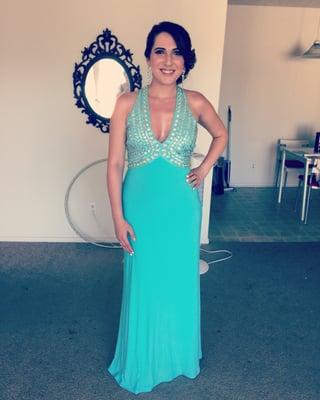 The final product of the dress I had hemmed here. It's the perfect length!