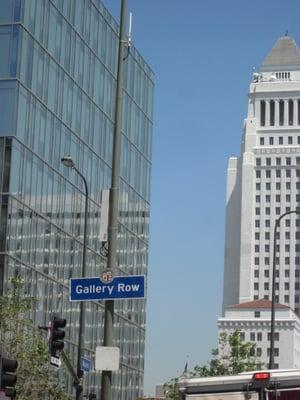 The Gallery Row signs are all over Main and Spring in DTLA