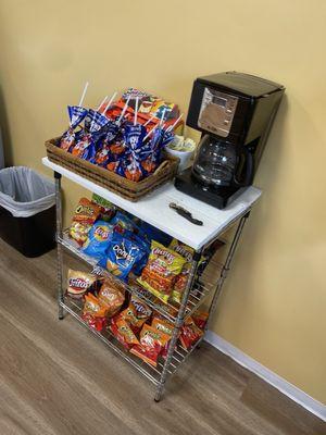 Coffee and chip station