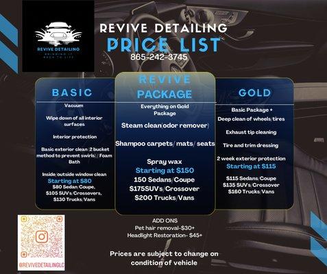 Prices of our services