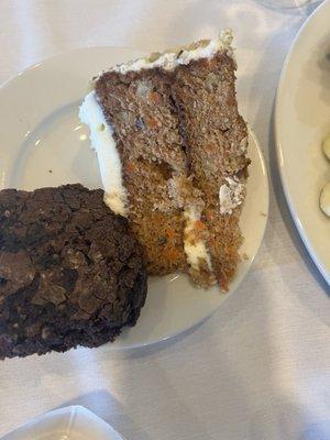 Desserts - carrot cake and brownie from the dessert station