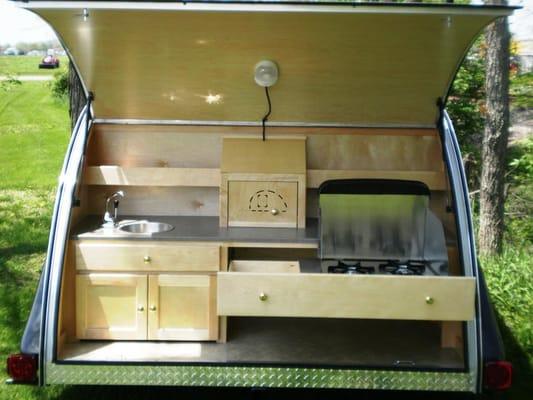 Kitchen area of Teardrop Camper