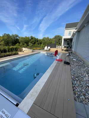 Unground pool deck and pergola