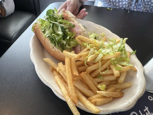 Ham sub with fries