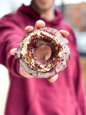 Red Velvet Donut Dessert | Chocolate Croissant | West Town Bakery Financial District | Downtown Chicago Coffee Counter