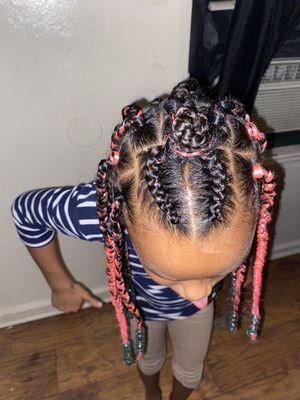 Pink and black two piece  braid and box braids