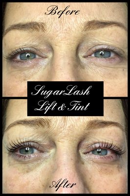 Sugar Lash Lift & Tint done on all natural lashes. The lift lasts up to 8 weeks !