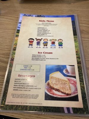 Kids menu