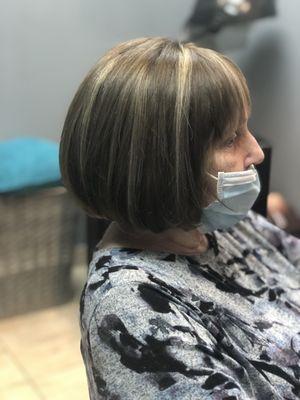 We did color and hightlights and cut.