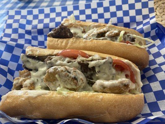 Fried pickle cheeseburger sub