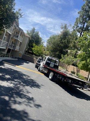 Cars come in and out this garage. We have over 80 residents not including our staff. And they decided to block A lane in the driveway.