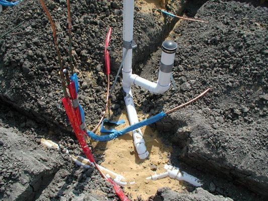 Plumbing install before concrete is poured.