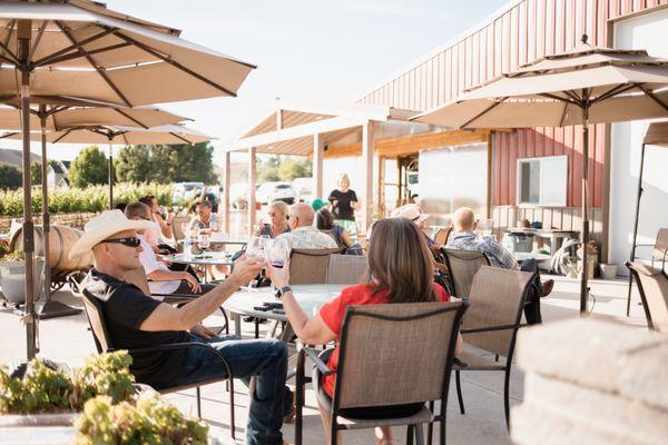 Guests often enjoy the sunsets, wine and live music on the patio.