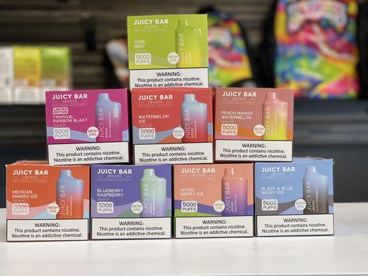 Juicy bars, all favors in stock! Best prices in town!! 

E-cigs, e-cigs near me. Vapes near me