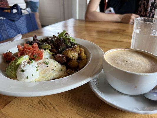 Huevos rancheros and Latte