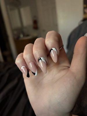 Messy nail design that they will charge you for.