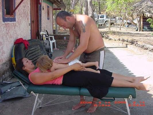 Dr.Lande adjusting locals in Costa Rica