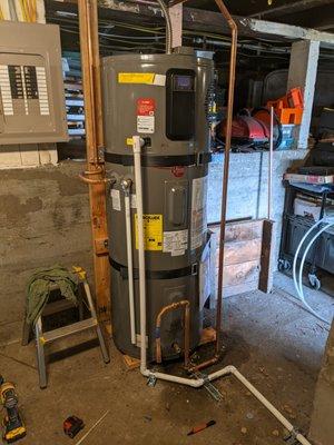 I replaced a standard 50 gallon electric with this high efficiency hybrid heat pump water heater.