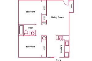 Our 2 Bedroom 1 Bath, 830 sqft. apartments are cozy and affordable.