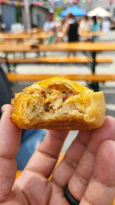 Inside a chicken empanada from Buena's