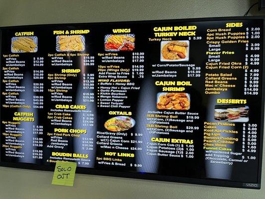 The food menu and prices