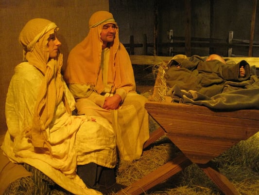 It's Mary and Joseph and Jesus. Unfortunately Jesus was sleeping and wasn't feeling like healing at the moment.