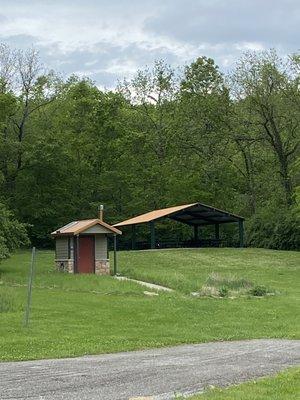 Outdoor restroom and covered picnic area