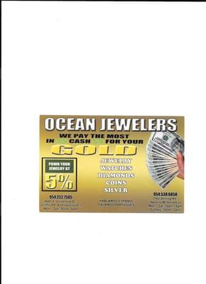 WE OFFER CASH LOANS FOR YOUR JEWELRY,DIAMONDS,GOLD,COINS AND WATCHES  5% LOANS AVAILABLE