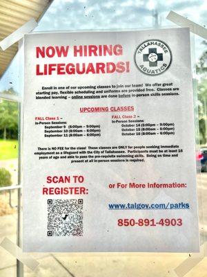 Only 3 pools open in TLH due to lifeguard shortage.  Must be 16 y/o.  https://talgov.com/parks/become-lifeguard