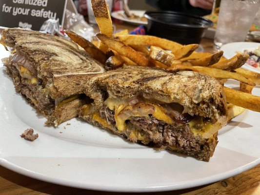 Patty melt with fries