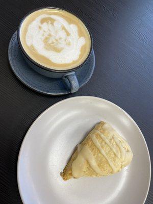 Maple scone and cappuccino