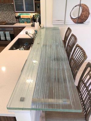 Textured glass counter top