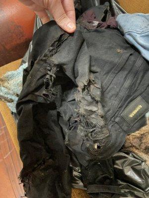 BURNED CLOTHES FROM DROP OFF SERVICE