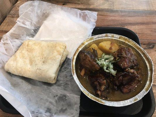 Stewed chicken And roti