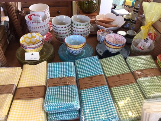 Table linens and serveware.