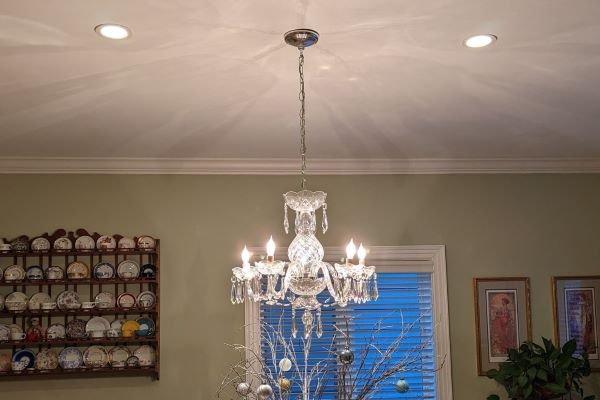 Replaced existing fixture with chandelier