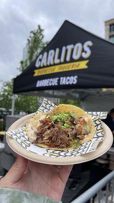 Pulled Pork Quesataco with salsa and cilantro