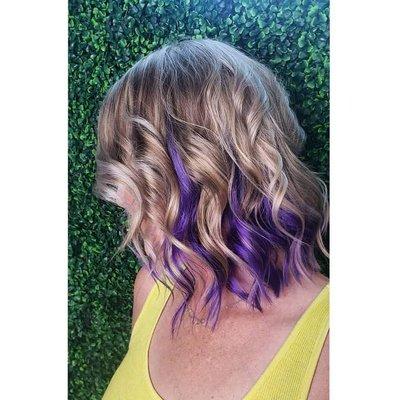 Icy blonde with pops of purple