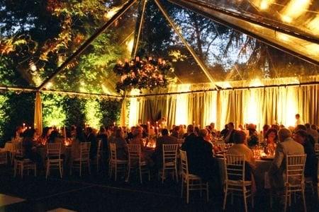 Clear tent at wedding reception on Lopez Island