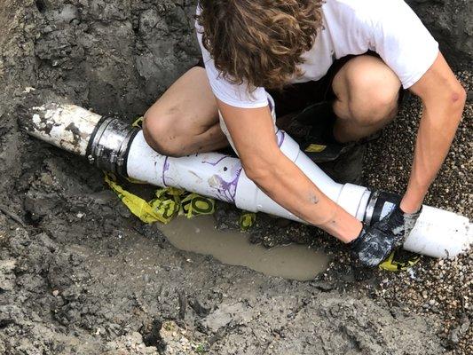 Ben 3rd repairing underground 4 in pvc