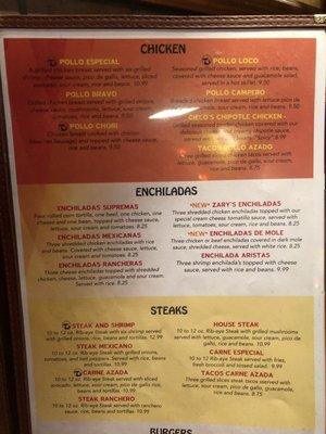 Full menu