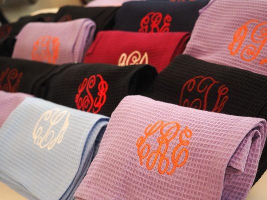 Monogrammed gifts are perfect for group gifts like graduation or bridesmaids!  Ask us about bringing in your own items!